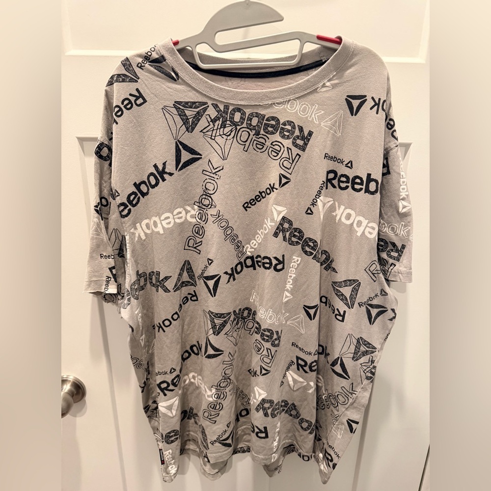 Reebok Oversized Logo Graphic T Shirt Gray 3XL